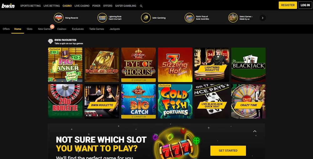 The Bwin games lobby shows a host of top titles available for UK players