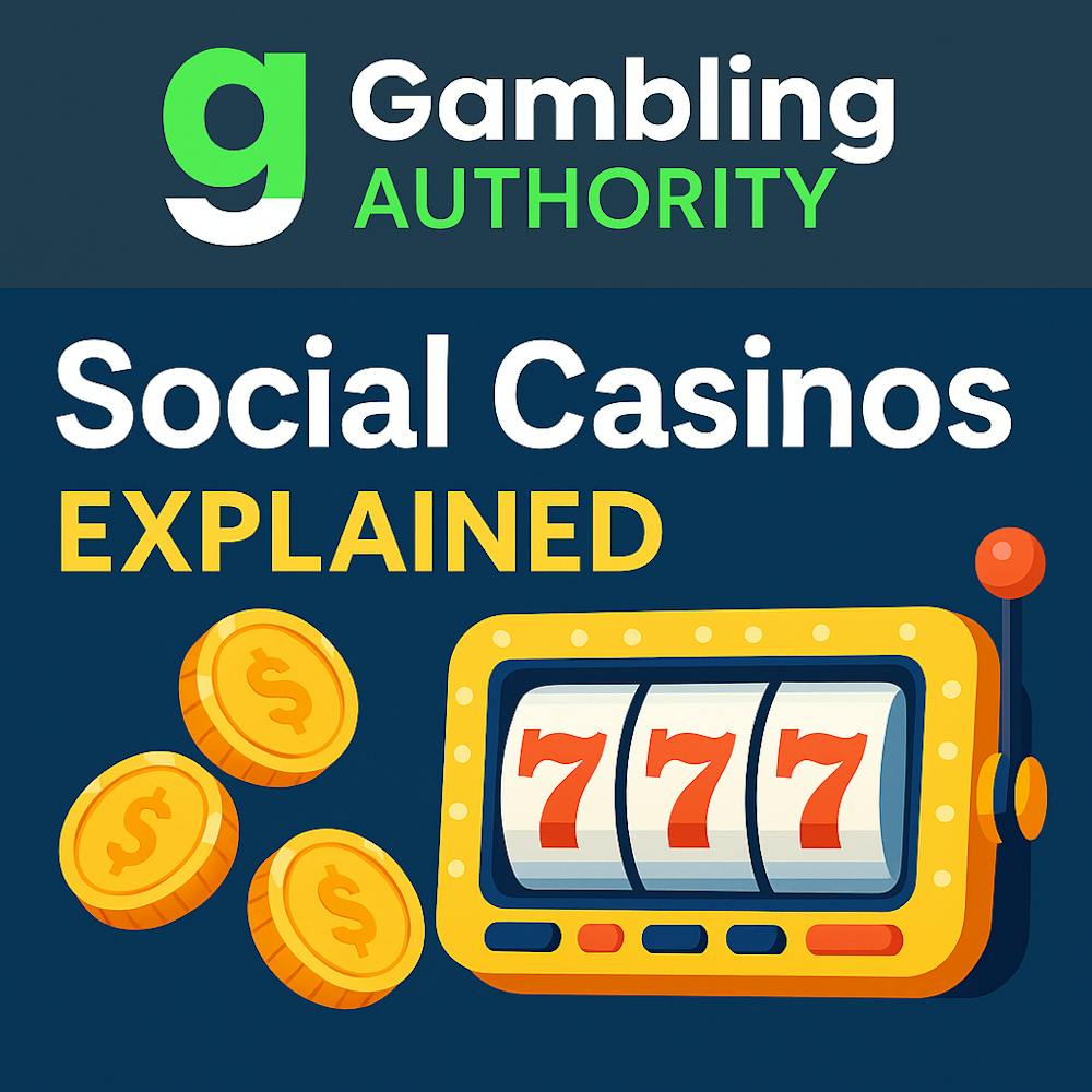 GamblingAuthority logo with a slot game and title Social Casinos Explained
