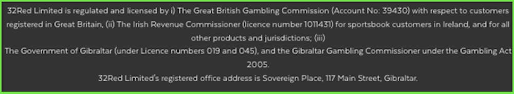 All reputable casinos show the full license number in the footer