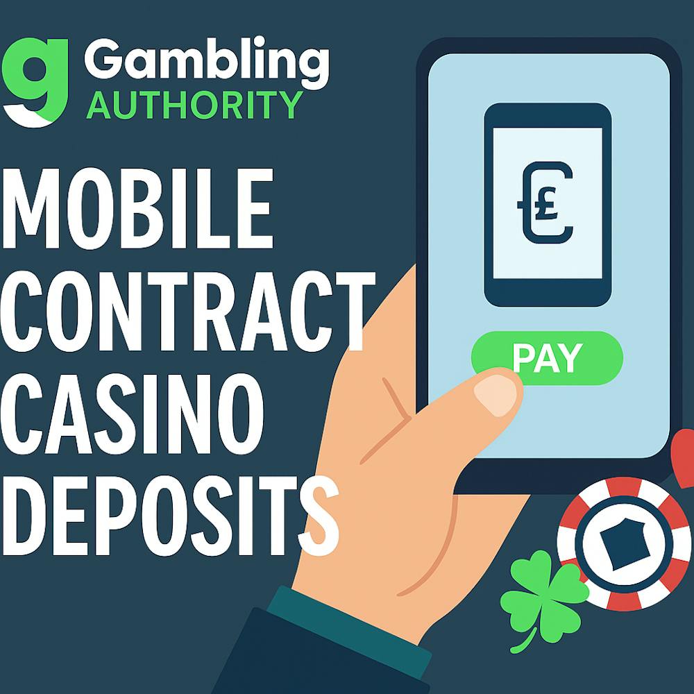 Gambling Authority logo with a mobile device showing Mobile Contract casino payment option