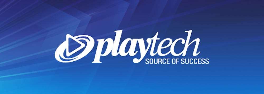 The official Playtech logo on a blue background with the company motto Source of Success