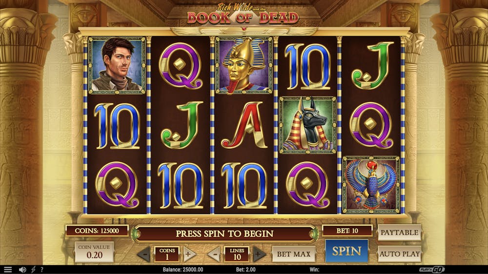 The Book of Dead slot shown here is Play'n GO's breakout hit