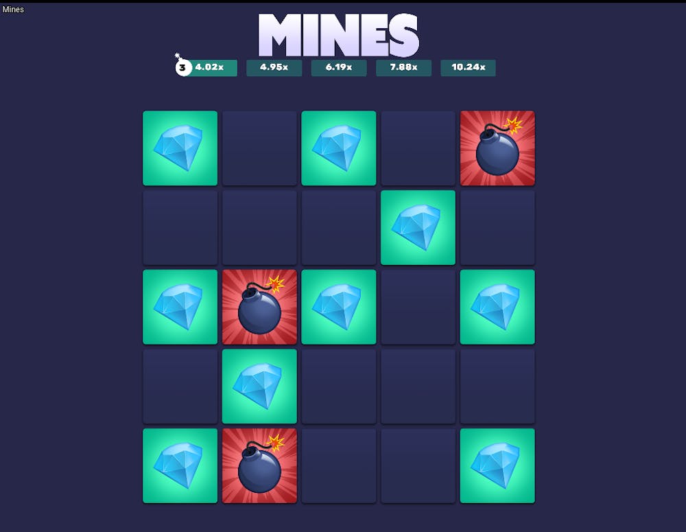 Mines instant win game from Hacksaw Gaming