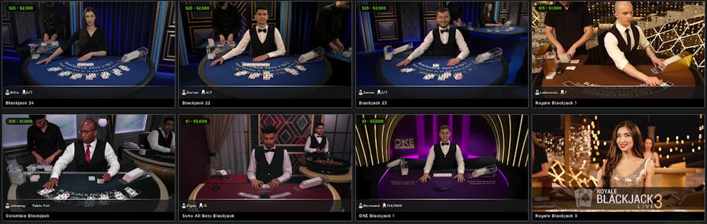 Evolution live blackjack lobby