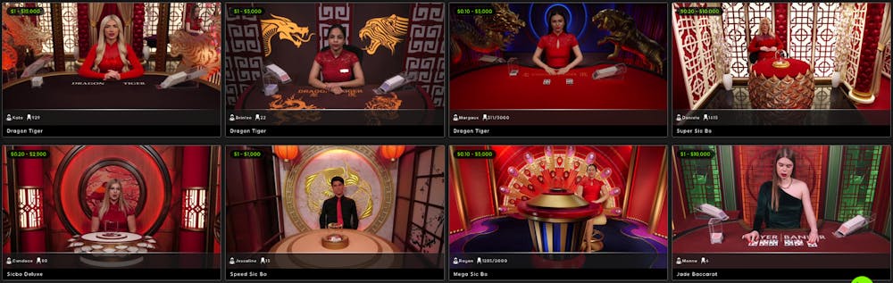 Evolution Gaming Baccarat lobby at 888 Casino