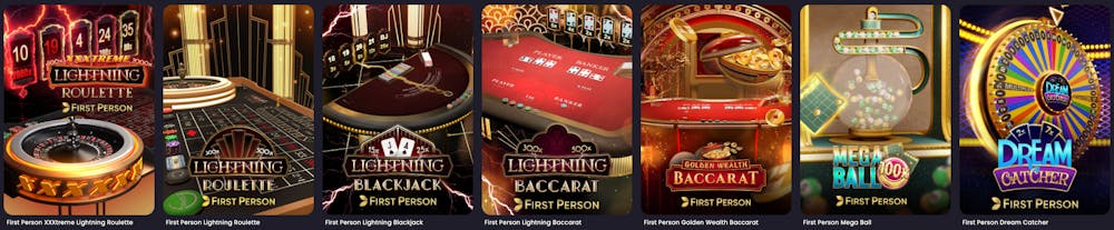 First person RNG Evolution Gaming games lobby