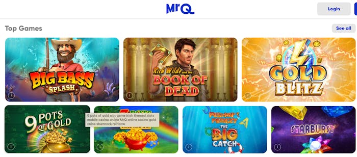 Slot lobby at MrQ Casino