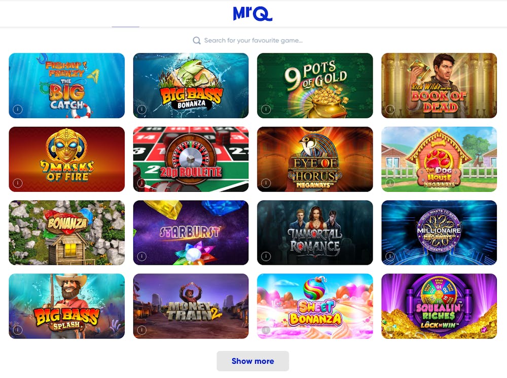 MrQ Casino slots lobby