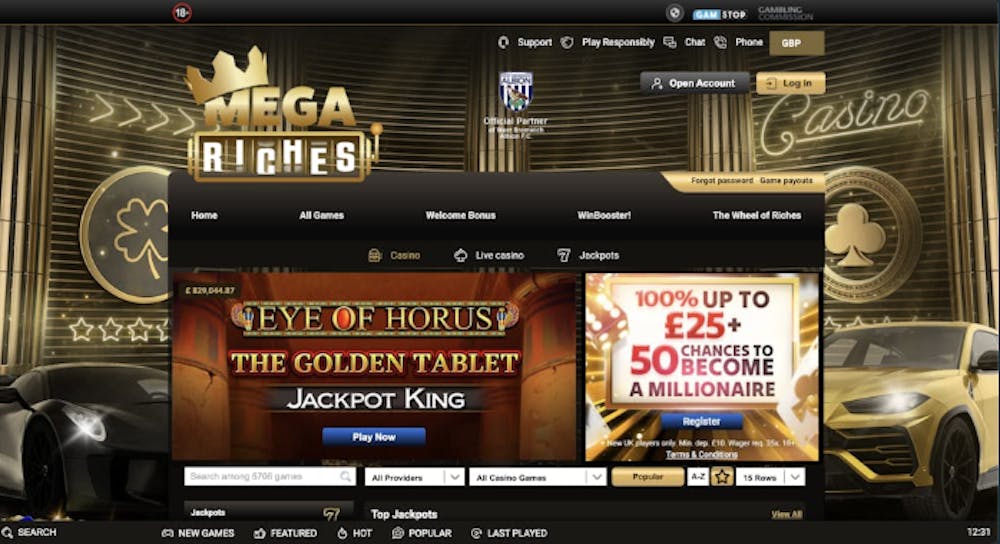 Mega Riches Casino bonus page for Pay by Mobile Phone Bill players