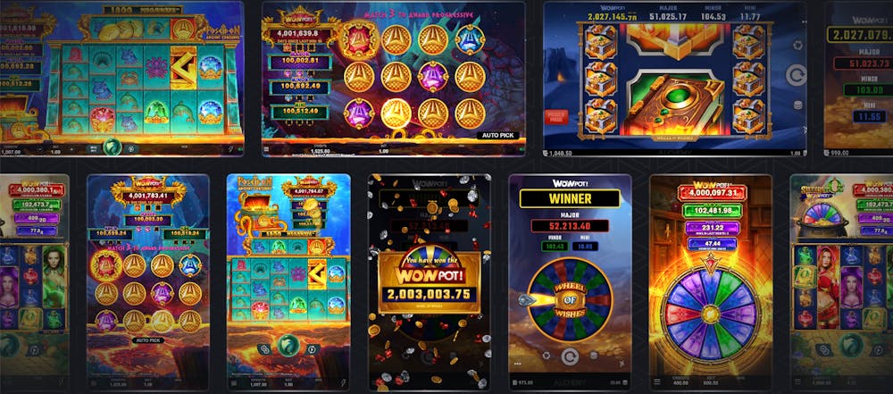 Lobby showing WowPot jackpot slots from Microgaming