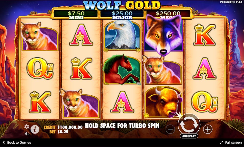 Wolf Gold slot from Pragmatic Play reels