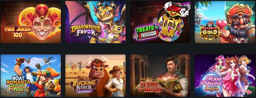 Play'n GO lobby of slot titles