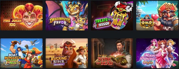 Play'n GO lobby of slot titles