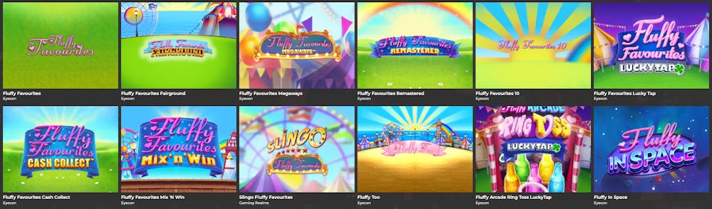 32Red casino lobby showing Fluffy favourite slot games from Eyecon Gaming