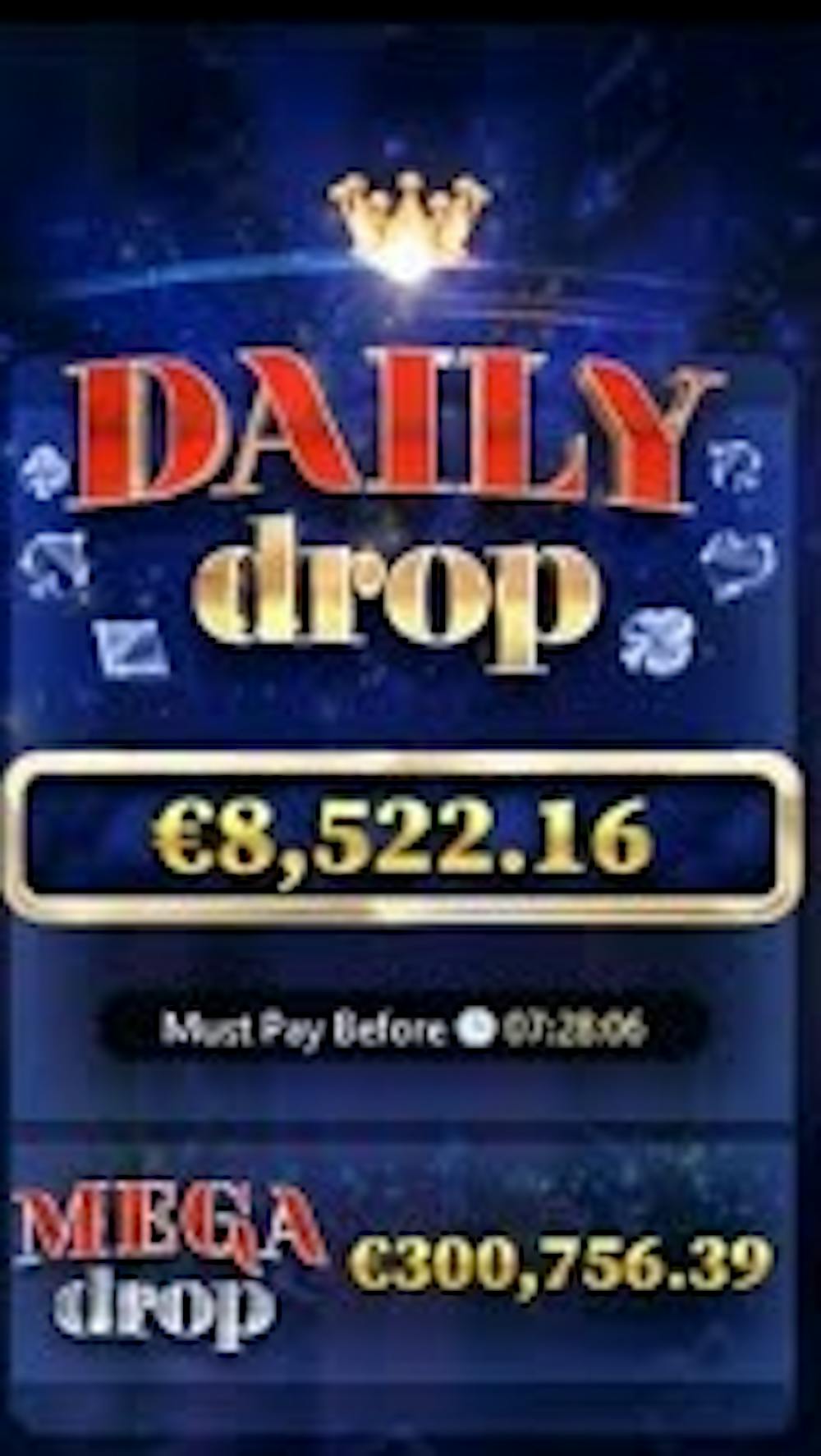 Widget showing the Red Tiger Daily Drop jackpot
