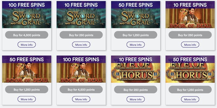 Casumo Rewards Shop screen